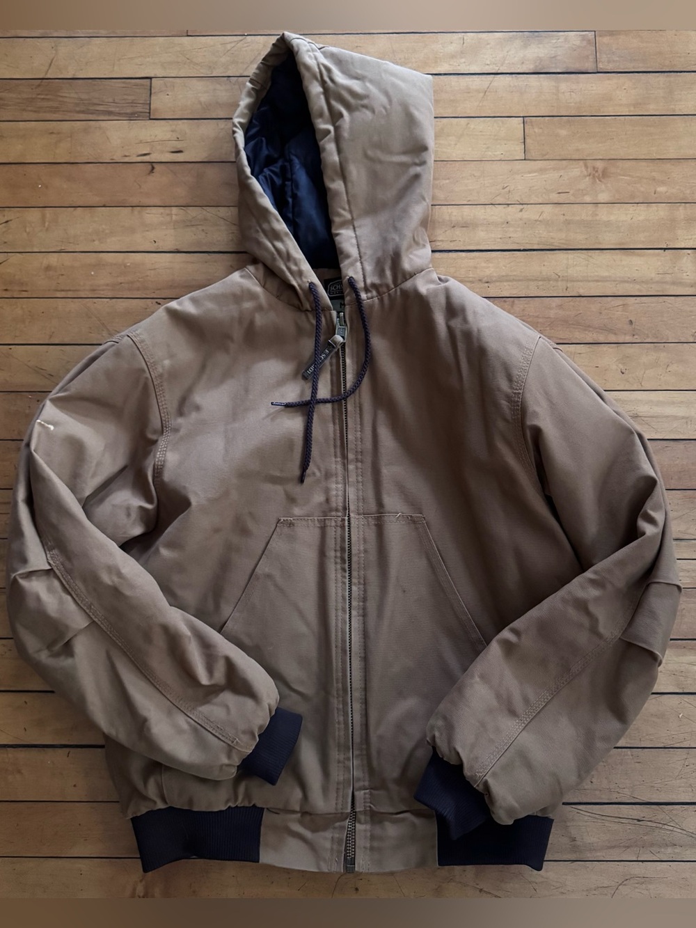 Schmidt Workwear Heavy Duty Men’s Hooded Jacket m brown tan full zip